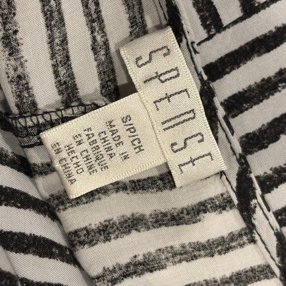 Spense Womens Sm Black White Striped Boxy Tunic Top Mixed Stripe Short Sleeve - Picture 6 of 9